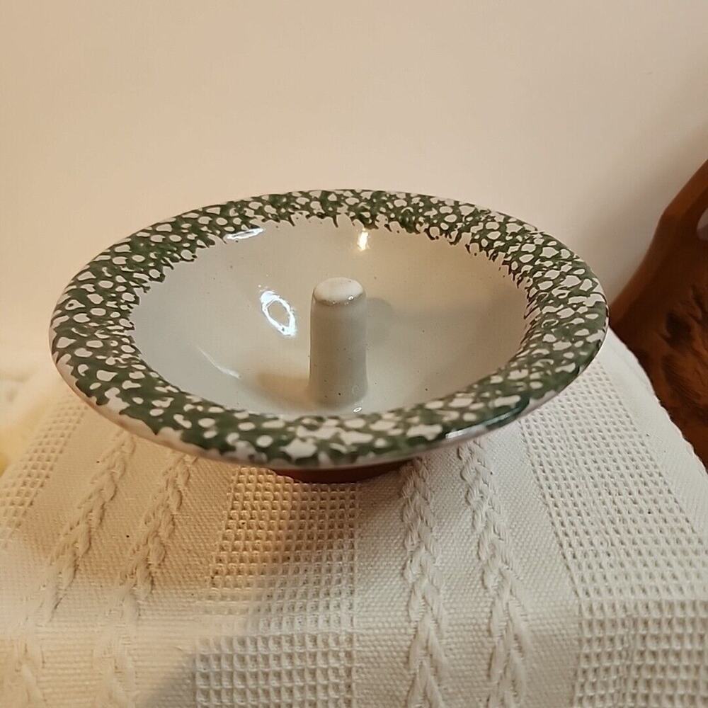 The Original Apple Baker Baking Dish / Paris Maine Green Edged Stoneware